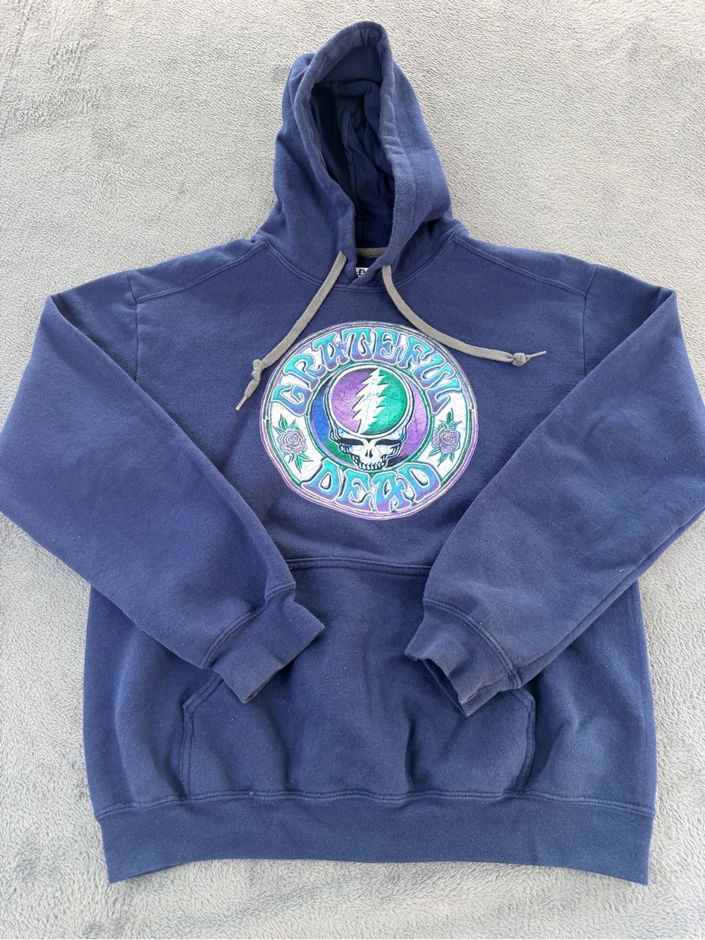 Grateful Dead Hoodie Sweatshirt Steal Your Face Skull Roses Graphic Pullover M